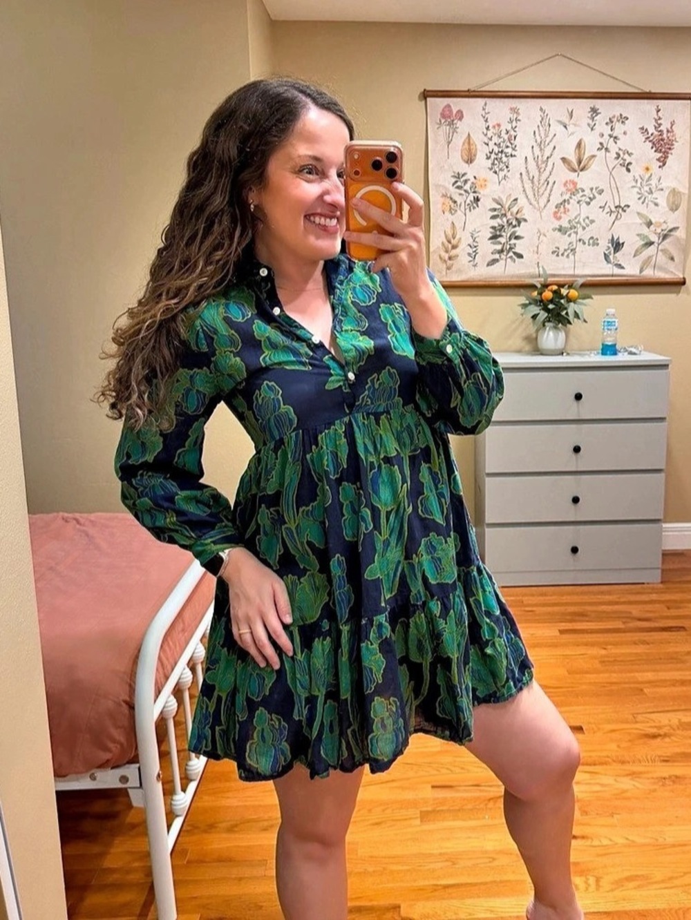 Tuckernuck Ro's Garden Floral Mini Dress in Blue & Green Size XS Like New Cotton
